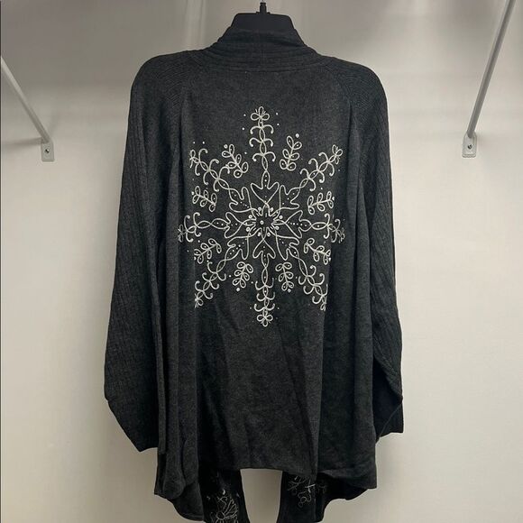 Coldwater Creek Dark Gray Embroidered Cardigan - Picture 5 of 5